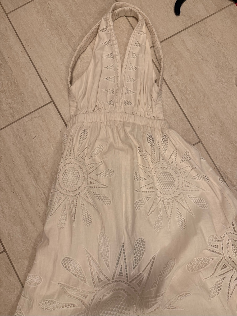 FARM Rio off-white maxi Richelieu backless dress